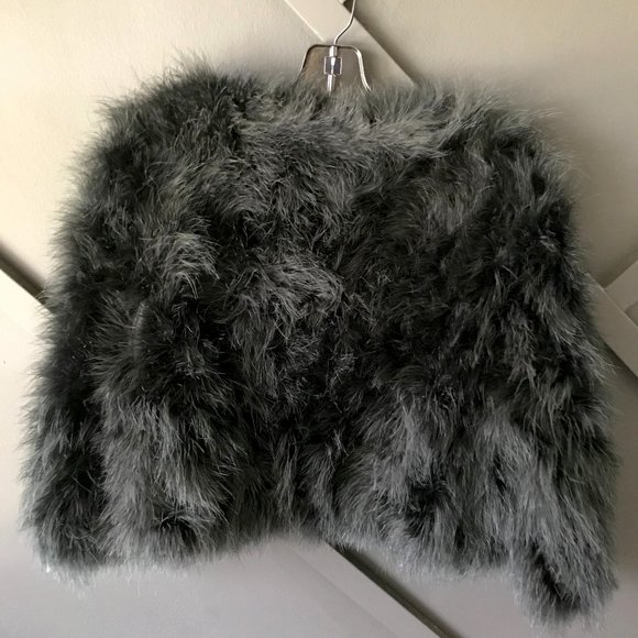 Linda Richards Cropped Black Feather Bolero Jacket Gatsby Attire - Picture 2 of 4